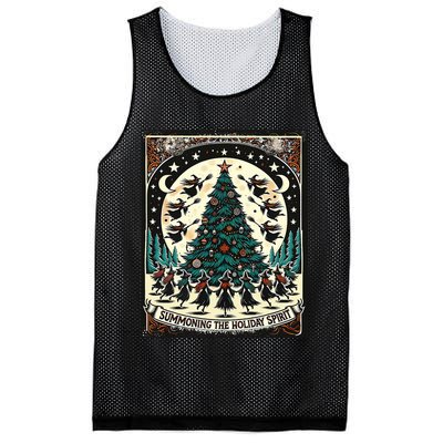 Funny Witches Summoning The Holiday Spirit Spooky Christmas Mesh Reversible Basketball Jersey Tank