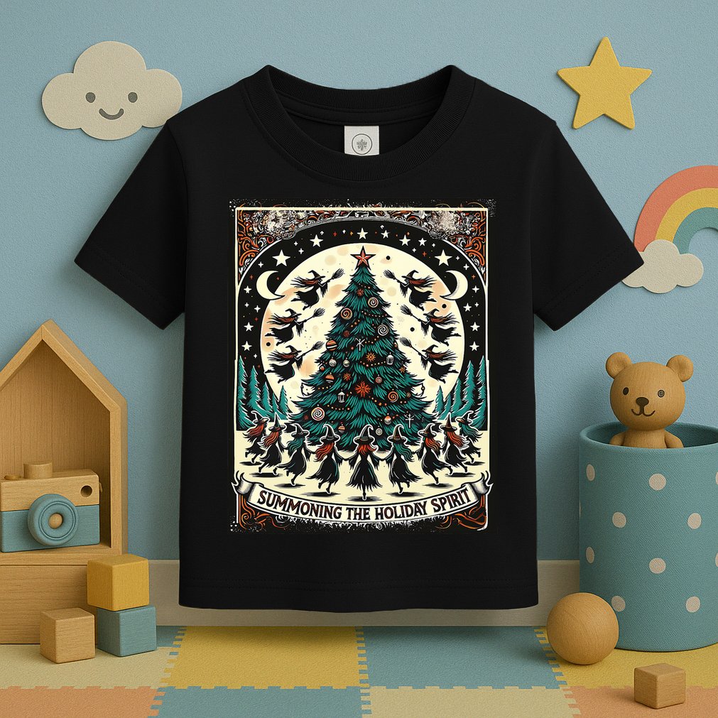 Funny Witches Summoning The Holiday Spirit Spooky Christmas Toddler T-Shirt