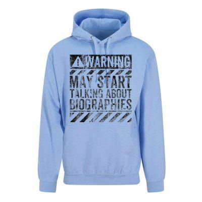 Funny Warning Sign May Start Talking About Biographies Unisex Surf Hoodie