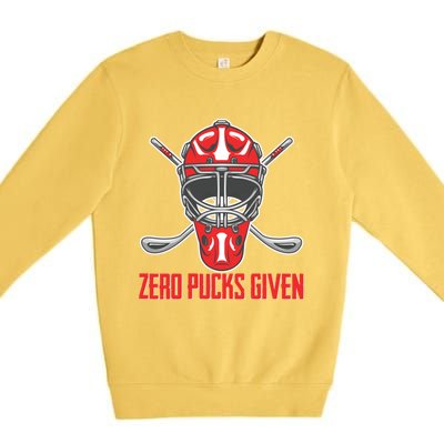 Funny Winter Sport Hockey Ice Skate Zero Pucks Given Gift Premium Crewneck Sweatshirt