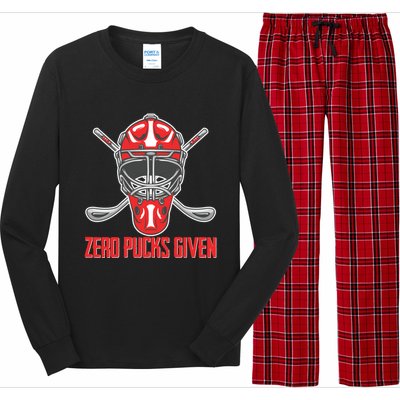 Funny Winter Sport Hockey Ice Skate Zero Pucks Given Gift Long Sleeve Pajama Set