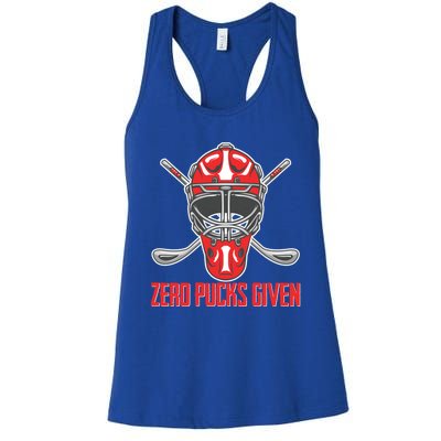 Funny Winter Sport Hockey Ice Skate Zero Pucks Given Gift Women's Racerback Tank