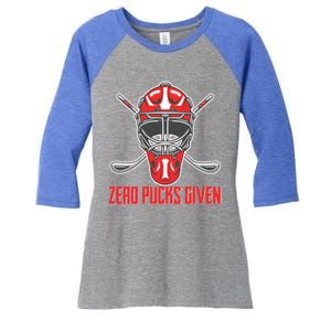 Funny Winter Sport Hockey Ice Skate Zero Pucks Given Gift Women's Tri-Blend 3/4-Sleeve Raglan Shirt