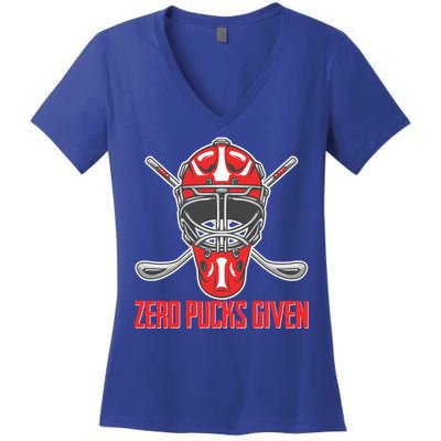 Funny Winter Sport Hockey Ice Skate Zero Pucks Given Gift Women's V-Neck T-Shirt