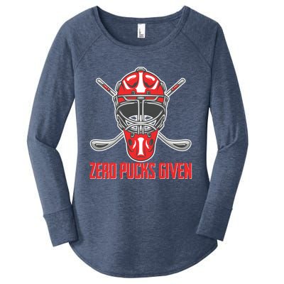 Funny Winter Sport Hockey Ice Skate Zero Pucks Given Gift Women's Perfect Tri Tunic Long Sleeve Shirt