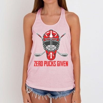 Funny Winter Sport Hockey Ice Skate Zero Pucks Given Gift Women's Knotted Racerback Tank