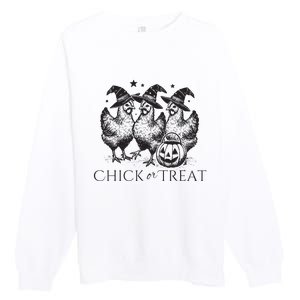 Funny Witch Spooky Chicken Halloween Costume Chick Or Treat Premium Crewneck Sweatshirt