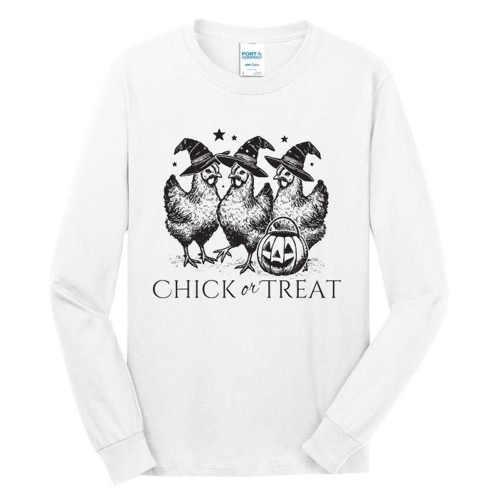 Funny Witch Spooky Chicken Halloween Costume Chick Or Treat Tall Long Sleeve T-Shirt