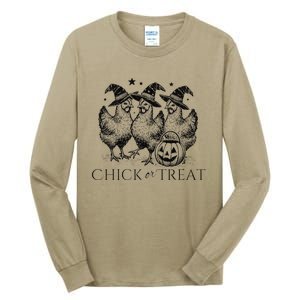 Funny Witch Spooky Chicken Halloween Costume Chick Or Treat Gift Tall Long Sleeve T-Shirt