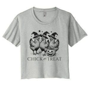 Funny Witch Spooky Chicken Halloween Costume Chick Or Treat Gift Women's Crop Top Tee