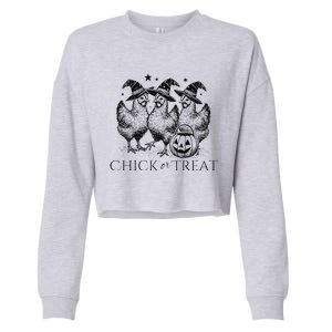 Funny Witch Spooky Chicken Halloween Costume Chick Or Treat Gift Cropped Pullover Crew