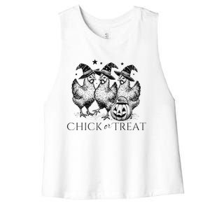 Funny Witch Spooky Chicken Halloween Costume Chick Or Treat Gift Women's Racerback Cropped Tank