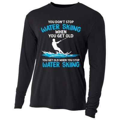 Funny Water Skiing Designs For  Water Skier Athlete Cooling Performance Long Sleeve Crew