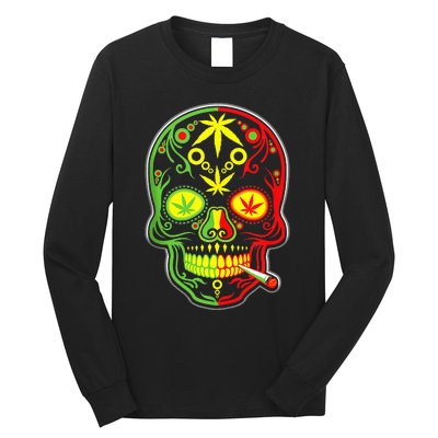 Funny Weed Sugar Skull 420 Marijuana Cannabis Cinco De Mayo Long Sleeve Shirt