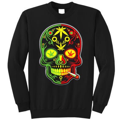 Funny Weed Sugar Skull 420 Marijuana Cannabis Cinco De Mayo Sweatshirt