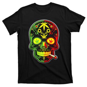 Funny Weed Sugar Skull 420 Marijuana Cannabis Cinco De Mayo T-Shirt