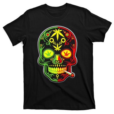 Funny Weed Sugar Skull 420 Marijuana Cannabis Cinco De Mayo T-Shirt