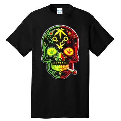 Funny Weed Sugar Skull 420 Marijuana Cannabis Cinco De Mayo Tall T-Shirt