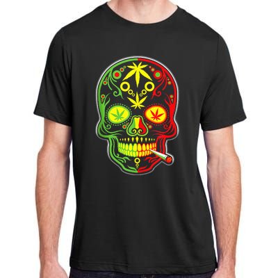 Funny Weed Sugar Skull 420 Marijuana Cannabis Cinco De Mayo Adult ChromaSoft Performance T-Shirt