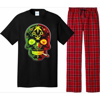 Funny Weed Sugar Skull 420 Marijuana Cannabis Cinco De Mayo Pajama Set