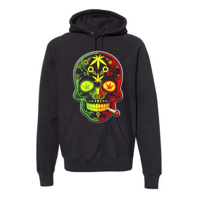 Funny Weed Sugar Skull 420 Marijuana Cannabis Cinco De Mayo Premium Hoodie