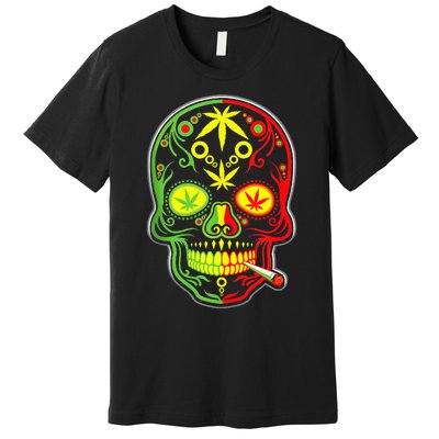 Funny Weed Sugar Skull 420 Marijuana Cannabis Cinco De Mayo Premium T-Shirt