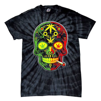 Funny Weed Sugar Skull 420 Marijuana Cannabis Cinco De Mayo Tie-Dye T-Shirt