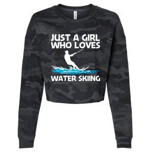 Funny Water Skiing Design Water Skier Skiing Cool Gift Cropped Pullover Crew