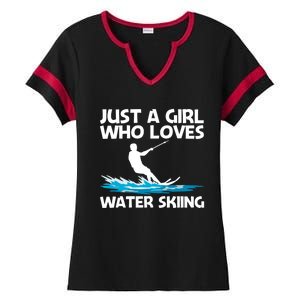 Funny Water Skiing Design Water Skier Skiing Cool Gift Ladies Halftime Notch Neck Tee