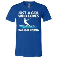 Funny Water Skiing Design Water Skier Skiing Cool Gift V-Neck T-Shirt