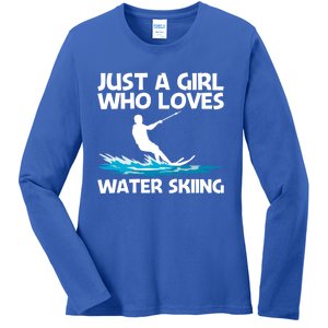 Funny Water Skiing Design Water Skier Skiing Cool Gift Ladies Long Sleeve Shirt