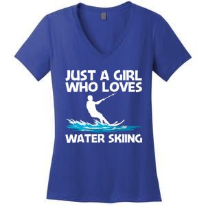 Funny Water Skiing Design Water Skier Skiing Cool Gift Women's V-Neck T-Shirt