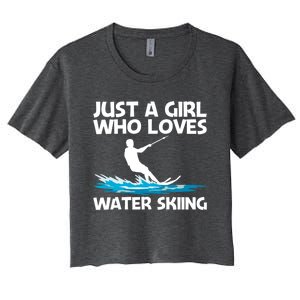 Funny Water Skiing Design Water Skier Skiing Cool Gift Women's Crop Top Tee