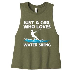 Funny Water Skiing Design Water Skier Skiing Cool Gift Women's Racerback Cropped Tank