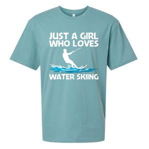 Funny Water Skiing Design Water Skier Skiing Cool Gift Sueded Cloud Jersey T-Shirt