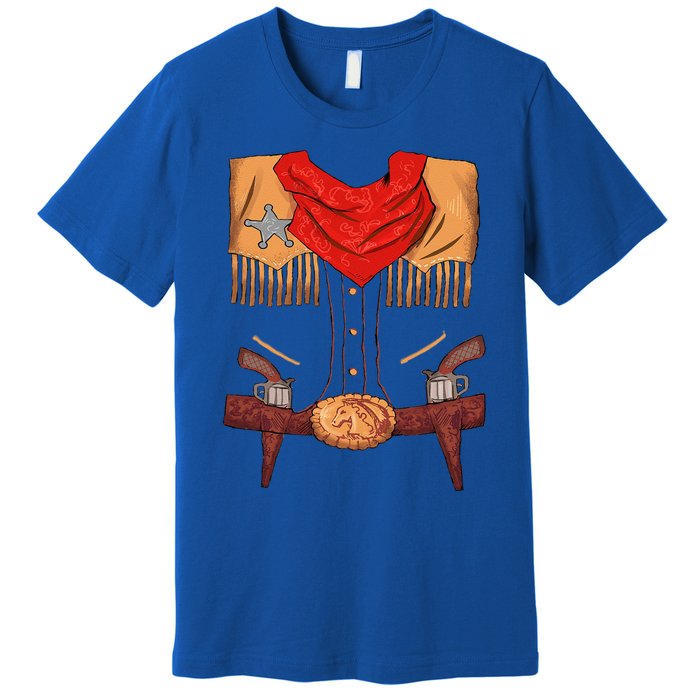 Funny Western Sheriff Vest Halloween Cowboy Easy DIY Costume Premium T-Shirt