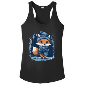 Fox Wearing Santa Hat Christmas Tree Festive Scene Gift Ladies PosiCharge Competitor Racerback Tank