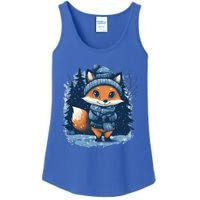 Fox Wearing Santa Hat Christmas Tree Festive Scene Gift Ladies Essential Tank