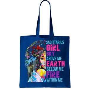 Fire Within Sagittarius Black November Birthday Gift Tote Bag