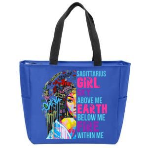 Fire Within Sagittarius Black November Birthday Gift Zip Tote Bag