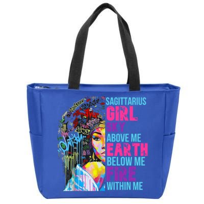 Fire Within Sagittarius Black November Birthday Gift Zip Tote Bag