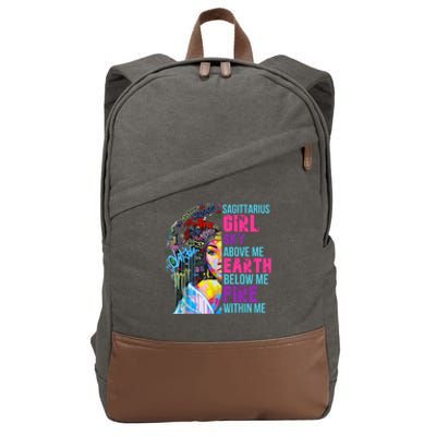 Fire Within Sagittarius Black November Birthday Gift Cotton Canvas Backpack