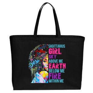 Fire Within Sagittarius Black November Birthday Gift Cotton Canvas Jumbo Tote