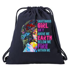 Fire Within Sagittarius Black November Birthday Gift Drawstring Bag