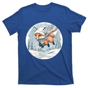 Fox Wearing Santa Hat Christmas Tree Festive Scene Gift T-Shirt