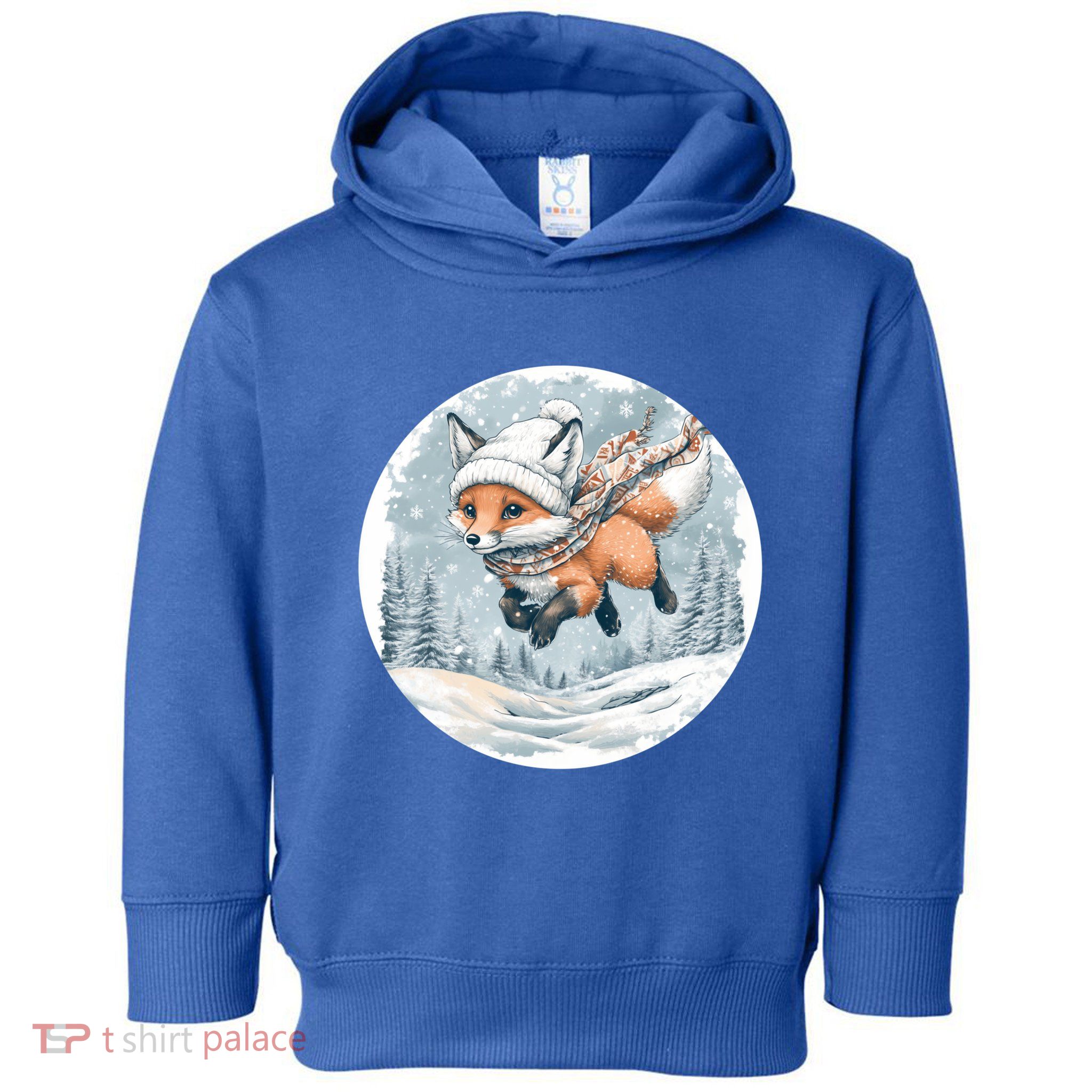 Fox Wearing Santa Hat Christmas Tree Festive Scene Gift Toddler Hoodie