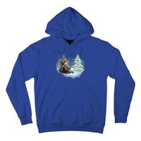 Fox Wearing Santa Hat Christmas Tree Festive Scene Gift Hoodie