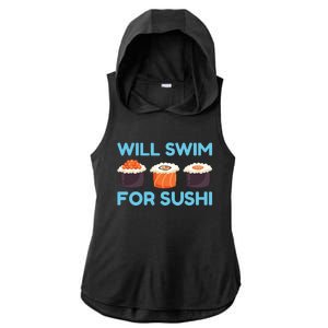 Funny Will Swim For Sushi Graphic Plus Size Shirt For Girl Boy Unisex Ladies PosiCharge Tri-Blend Wicking Draft Hoodie Tank