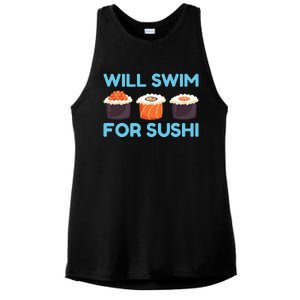 Funny Will Swim For Sushi Graphic Plus Size Shirt For Girl Boy Unisex Ladies PosiCharge Tri-Blend Wicking Tank