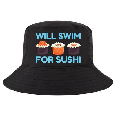 Funny Will Swim For Sushi Graphic Plus Size Shirt For Girl Boy Unisex Cool Comfort Performance Bucket Hat